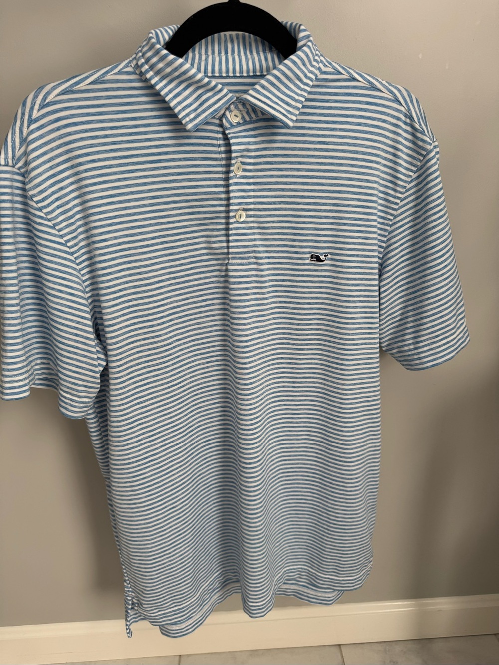 Vineyard Vines Blue & White Striped Performance Golf Polo Shirt